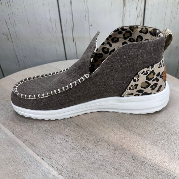 Hey Dude Denny Crafted Leopard Womens Bootie Size 10 Brown Slip On Shoe New - Picture 5 of 11
